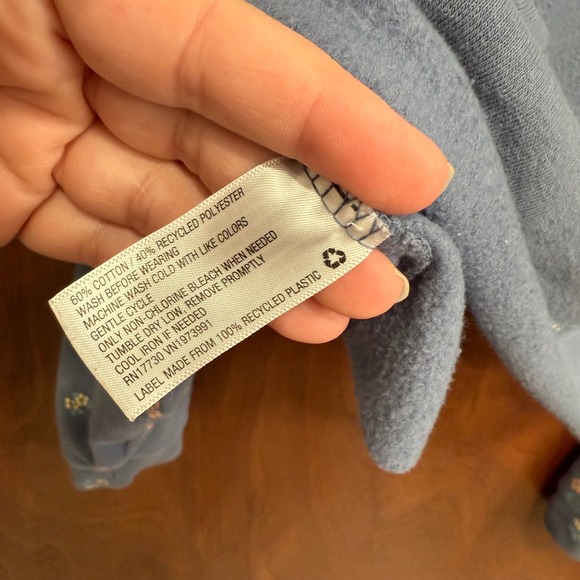 Target Wild Fable‎ Blue Floral Print Cropped Raw Hem Sweatshirt Comfy Casual - Picture 3 of 7